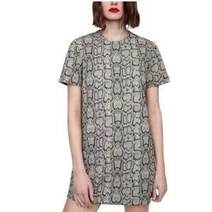 NEW NWT ZARA WOMAN snake print above knee sheath dress size SMALL animal print
